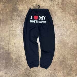 Jerzees I ❤️ My Boyfriend Black Sweatpants Y2K Graphic Size S